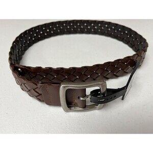 JW -Unisex -Woven Genuine Bonded Leather Belt -Brown w/Studs On The End Size S/M